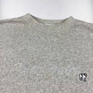 VTG Big Dogs Fleece Pullover Mens Large Gray Crew Neck Embroidered Logo Y2K